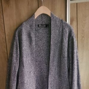 New York & Company 7th Avenue Grey Zipped Cardigan